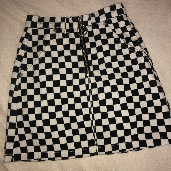 Unif checkered Jean skirt - Picture 1 of 3